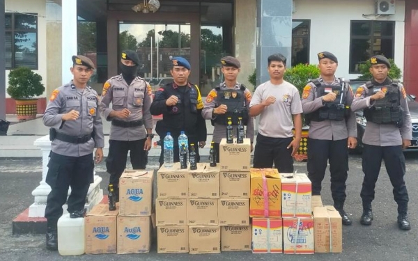 Barang bukti miras dari hasil Ops Pekat Kieraha I w023 Polda Malut dan Jajaran 